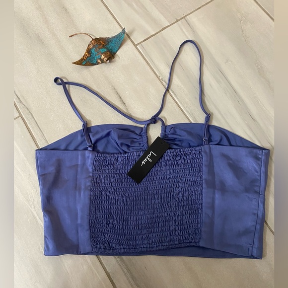 NWT Lulu's On the VIP list cropped satin stretch halter top blue - Hot!!! 🚨🔥 - Picture 5 of 6